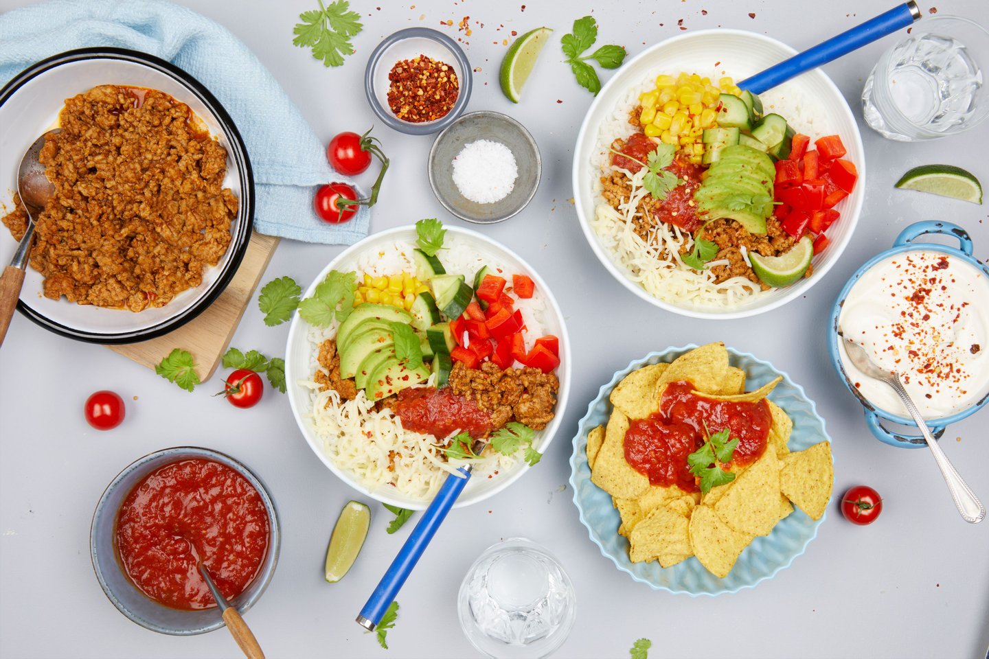 Tacobowl med kjøttdeig av svin