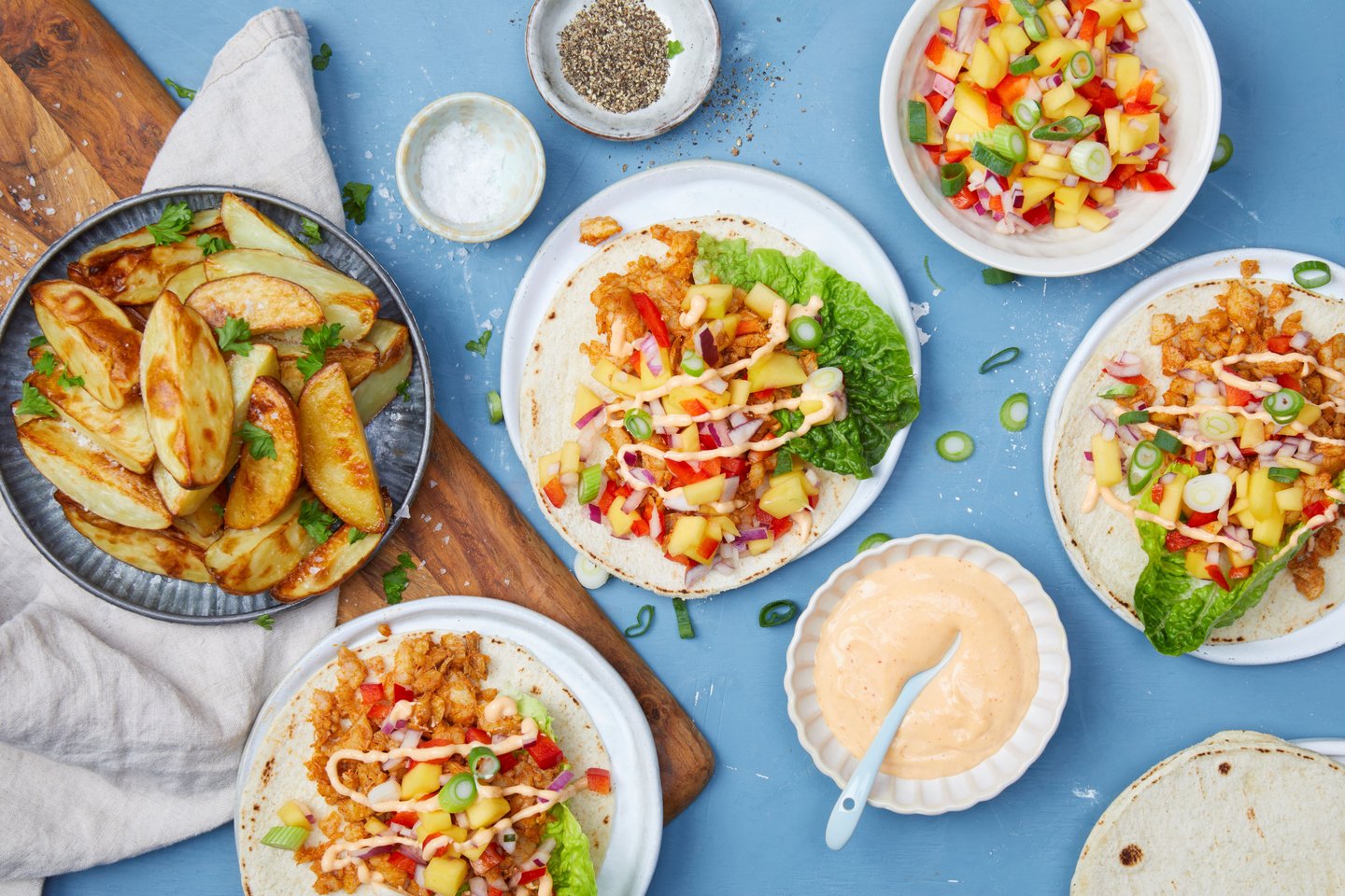 Fisketaco med mangosalsa og chilimajones