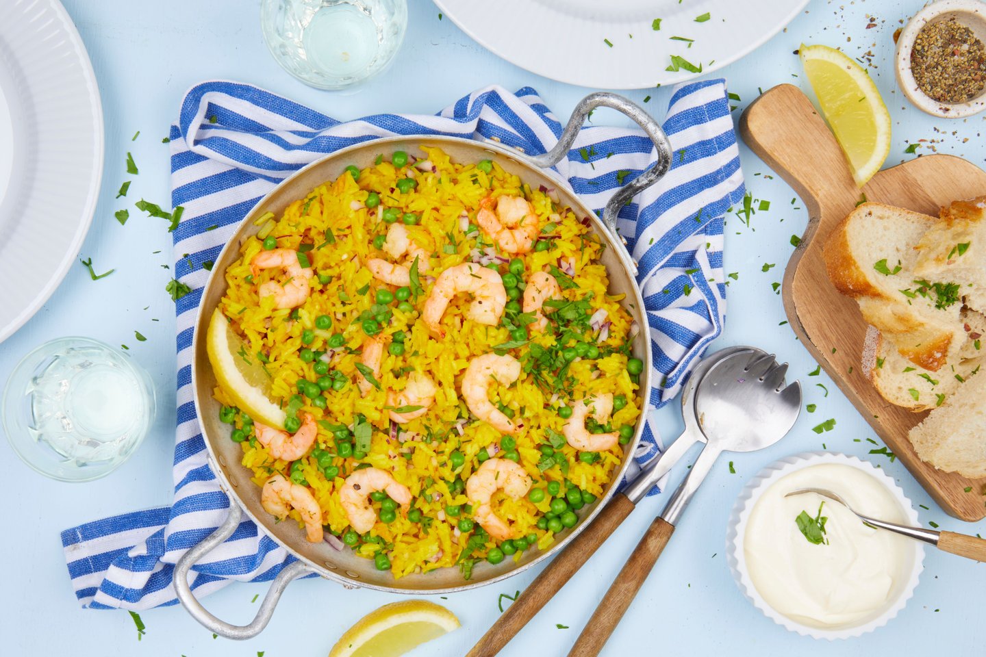 Paella med scampi