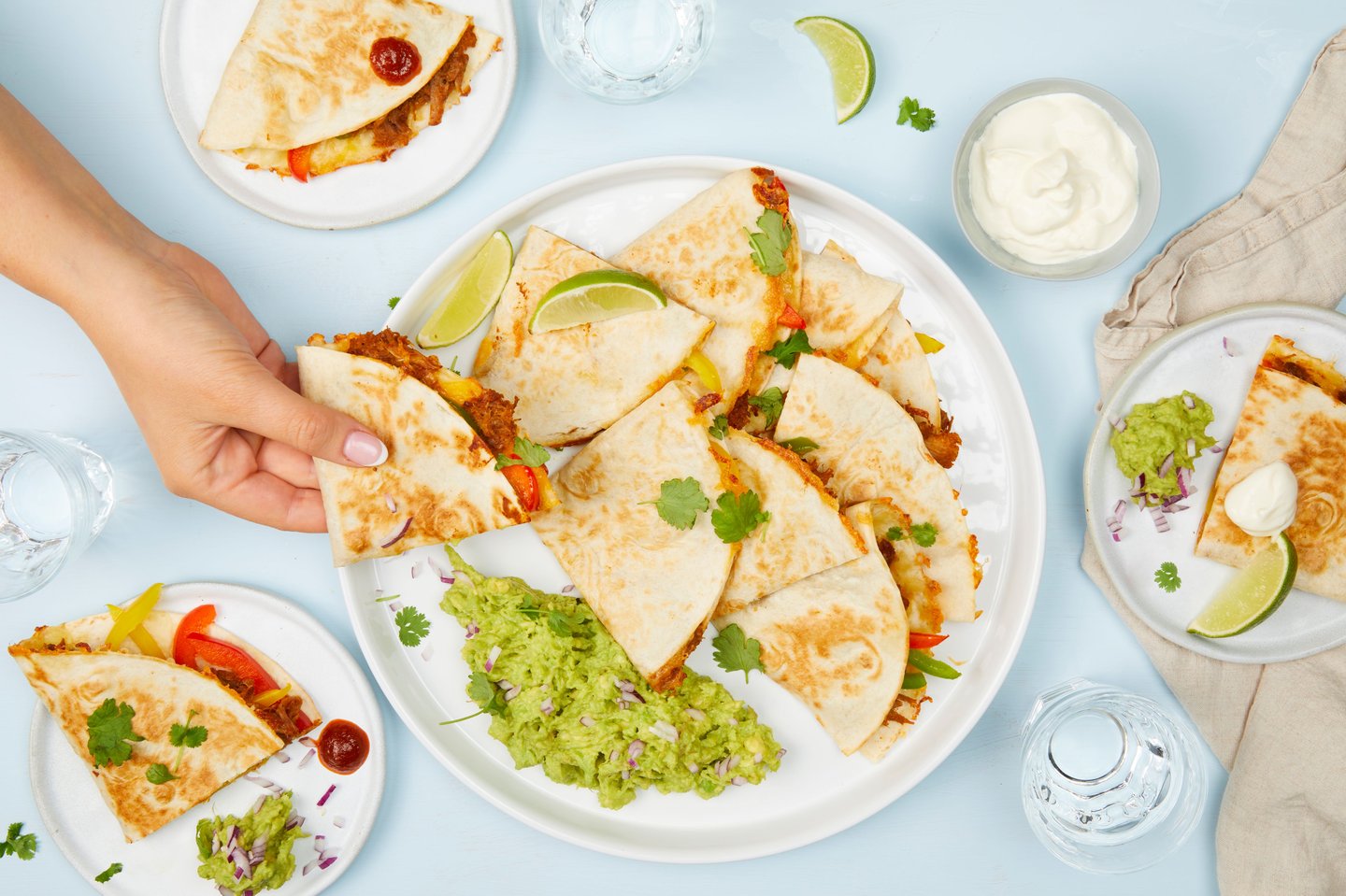 Pulled pork quesadillas med ost og paprika