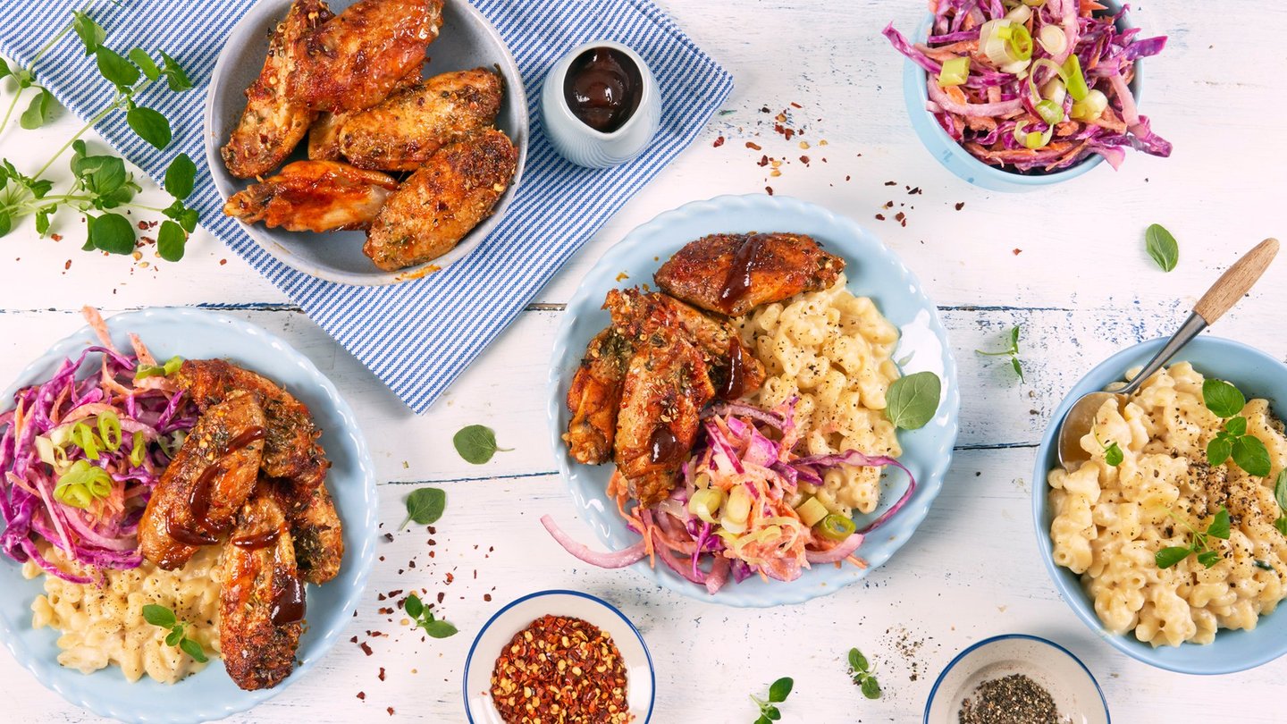 Grilla kyllingvinger med mac & cheese