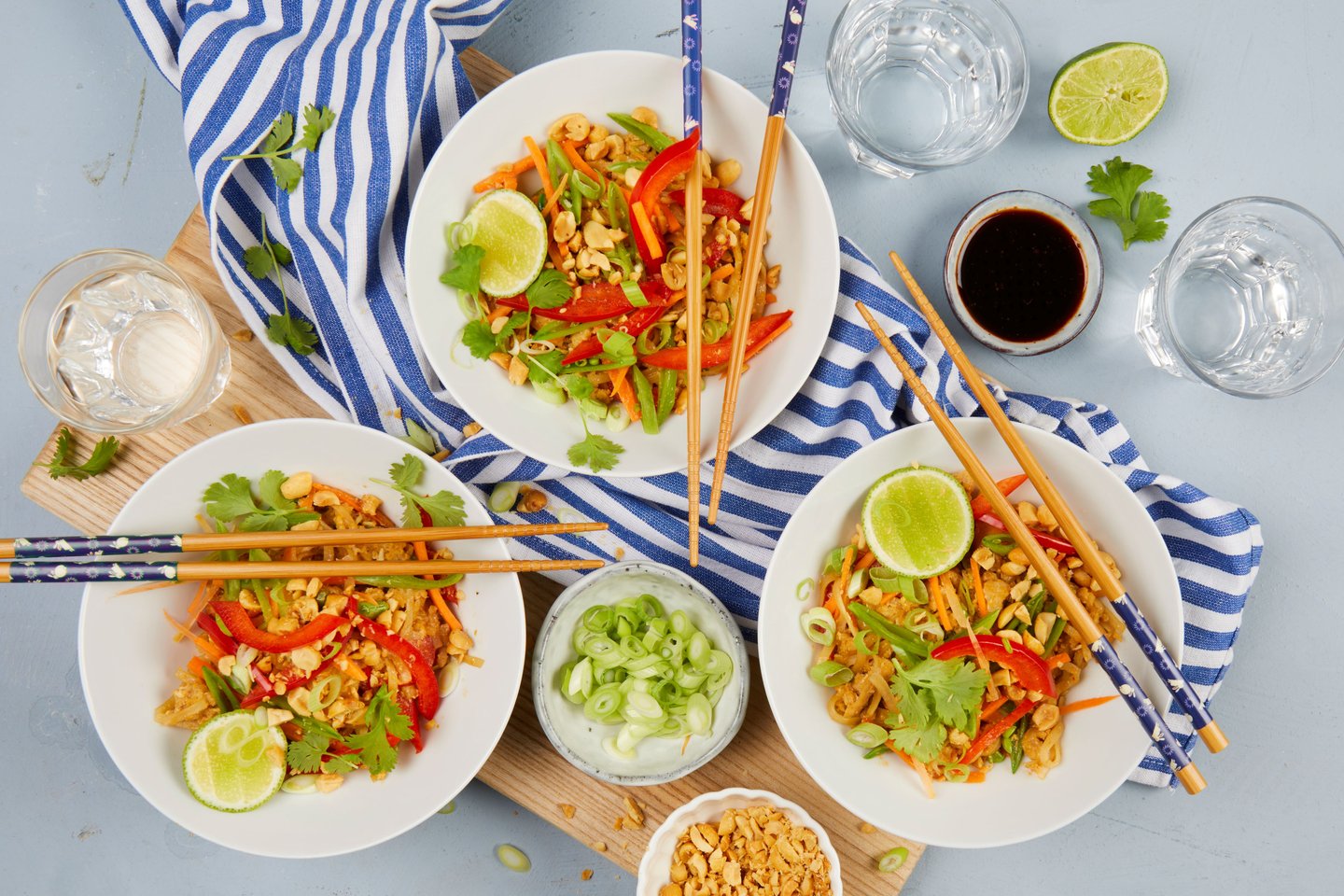 Pad thai med kyllingkjøttdeig