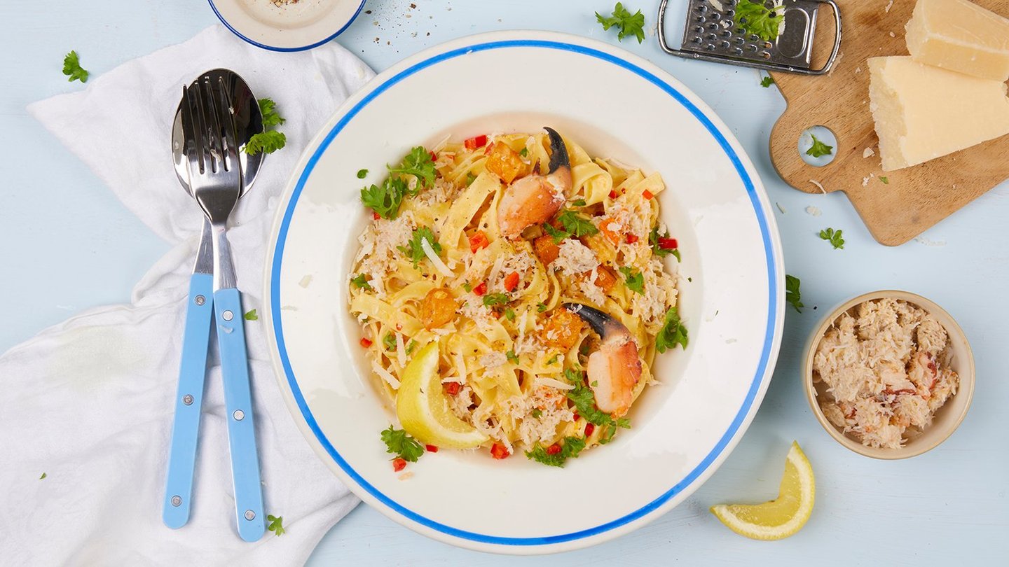 Kremet krabbepasta med gresskar og chili
