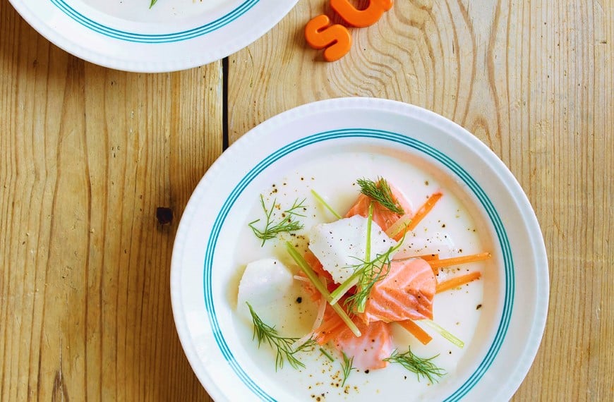 Fiskesuppe med torsk og laks