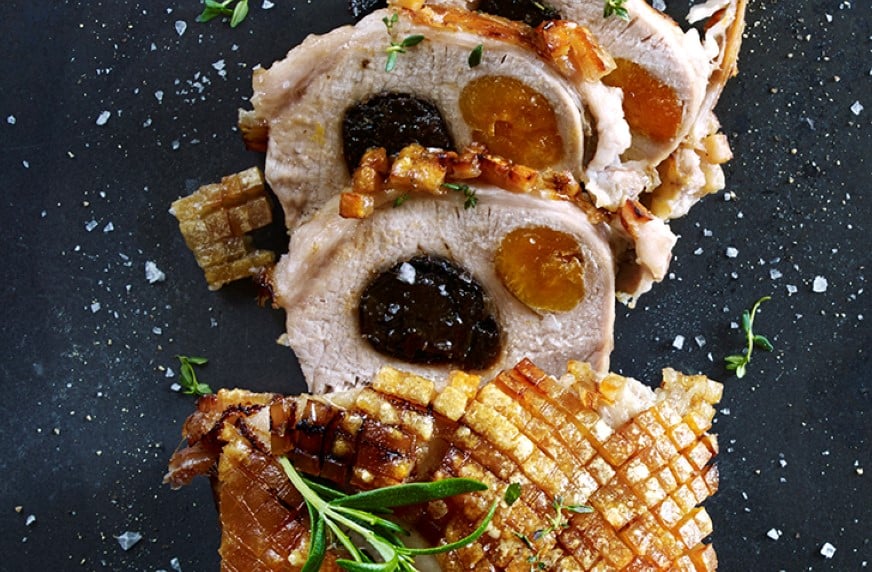 Fylt svinestek med eplesaus