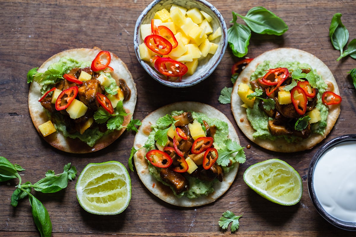 Taco med sopp og guacamole