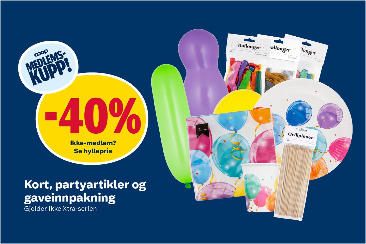 Kort, partyartikler og gavepapir -40%
