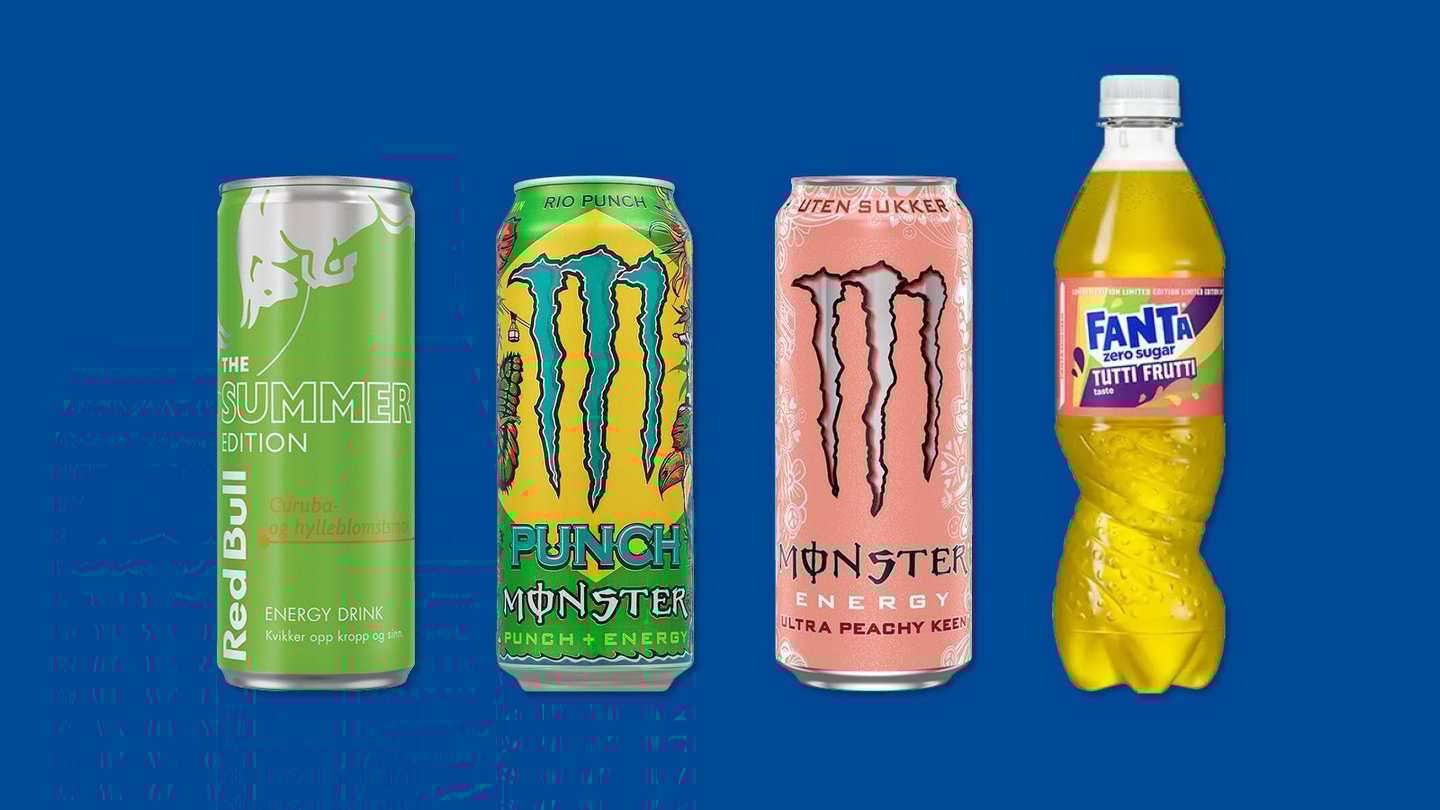 Nyhet Monster, redbull og Fanta