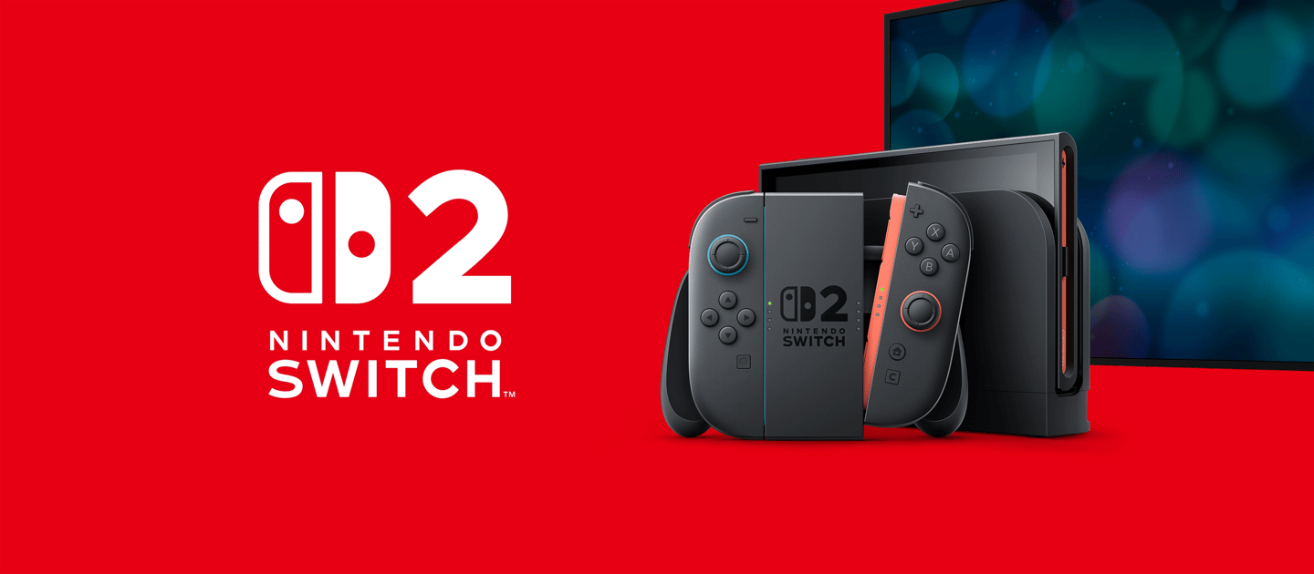 Nintendo Switch 2 console in front of a TV