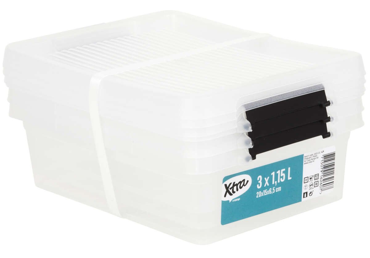 Xtra oppbevaringsboks 3 pk