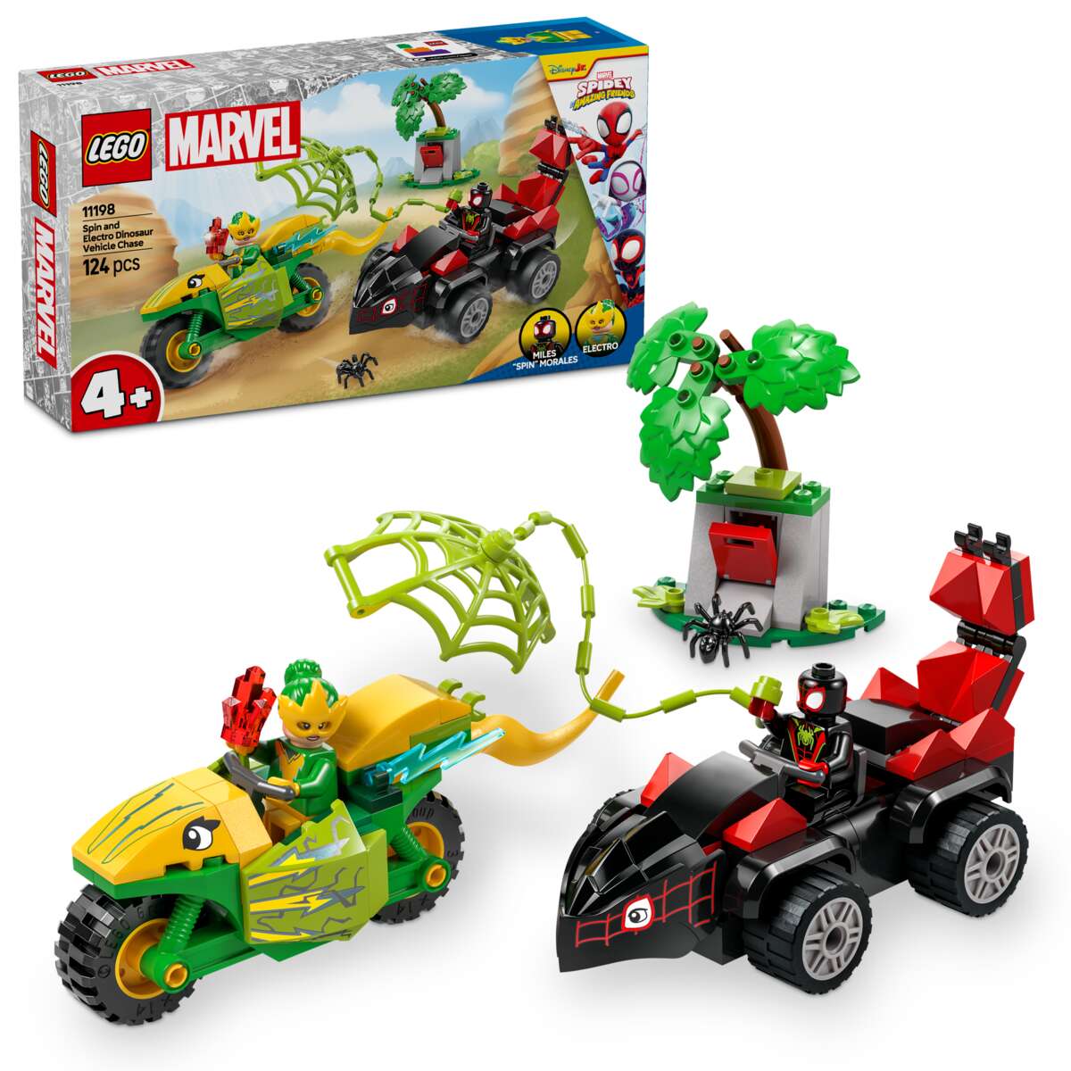 LEGO® Marvel Spidey og hans fantastiske venner Dinosaurkjøretøyjakt med Spin og Electro 11198