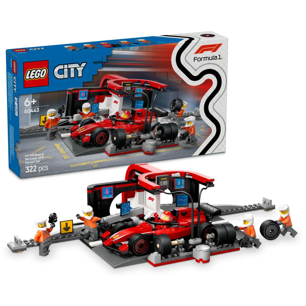 LEGO® City F1®-depotstopp og -team med Ferrari-bil 60443