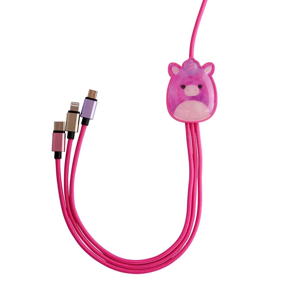 Squishmallows® 3-i-1 USB-C/Micro/Lightning ladekabel