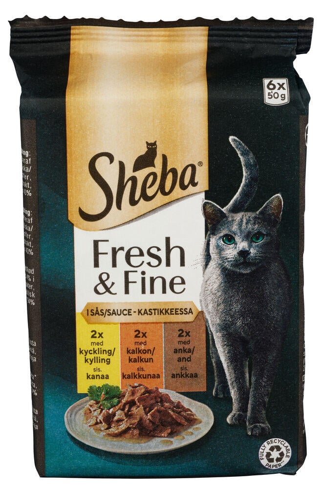 Sheba® Fresh & Fine Kylling/Kalkun/And 6x50g