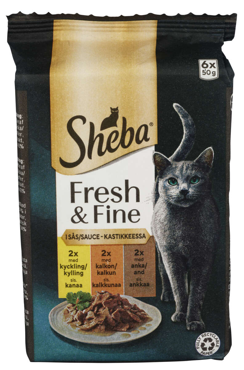 Sheba® Fresh & Fine Kylling/Kalkun/And 6x50g