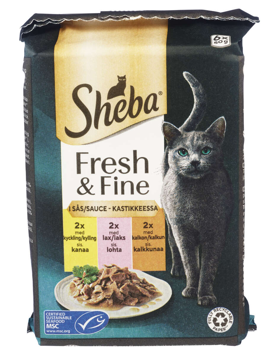 Sheba® Fresh & Fine Kylling/Laks/Kalkun 6x50g