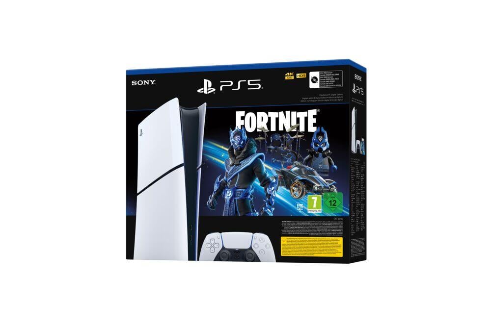 PlayStation®5 Digital Edition konsoll (model group - slim) + Fortnite® Cobalt Star-pakke