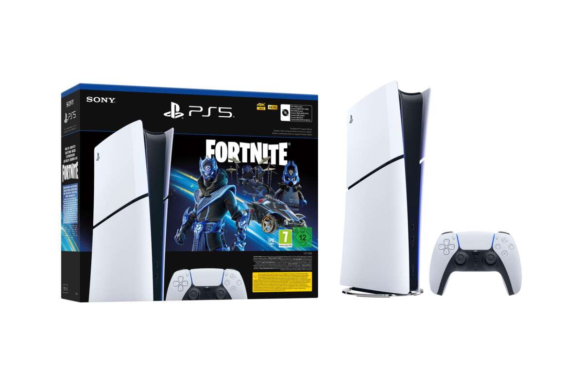 PlayStation®5 Digital Edition konsoll (model group - slim) + Fortnite® Cobalt Star-pakke