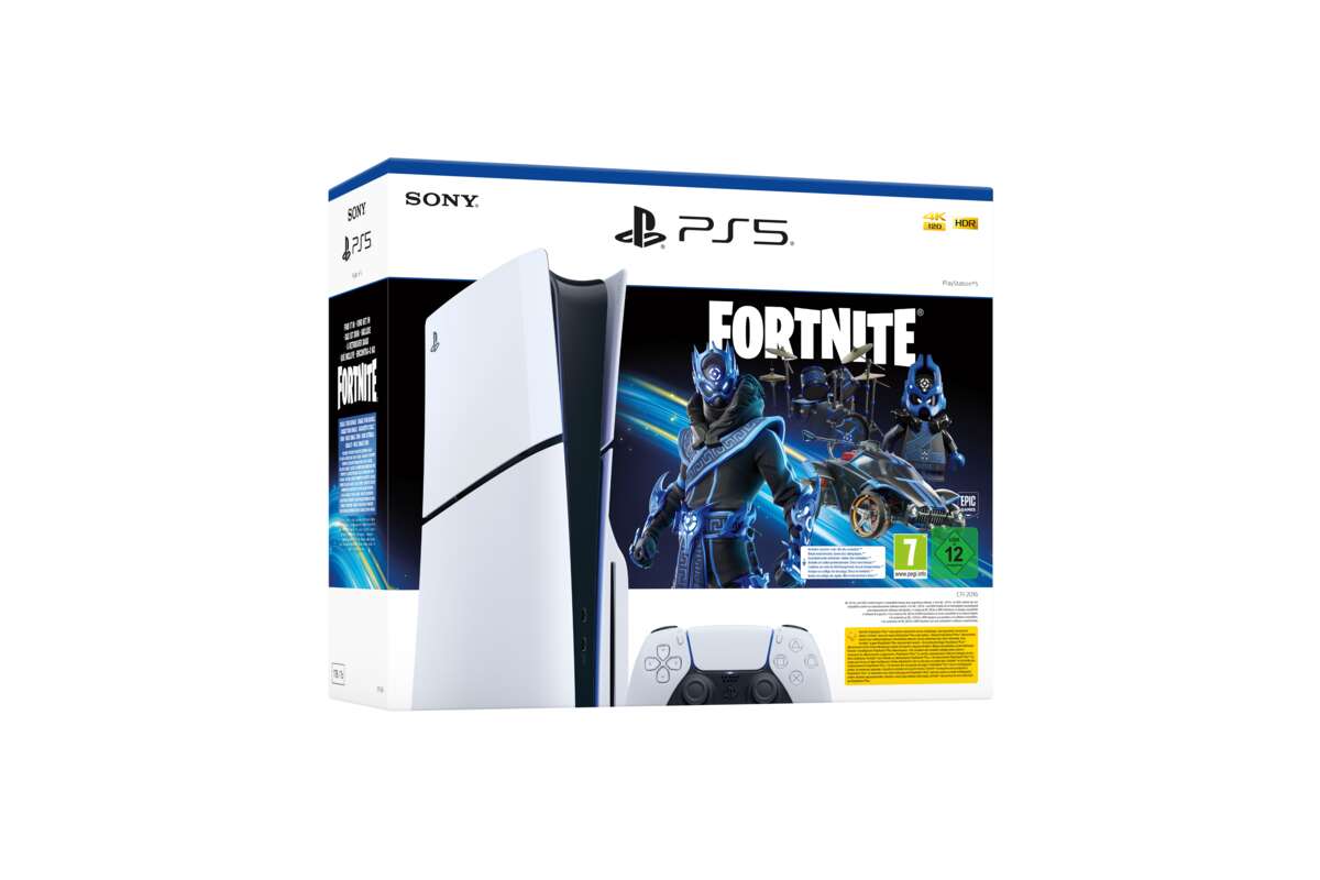 PlayStation®5-konsoll (model group - slim) + Fortnite® Cobalt Star-pakke