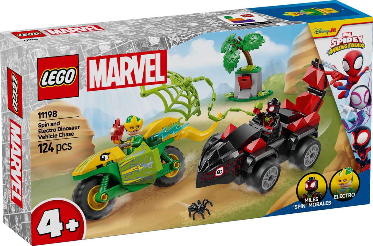 LEGO® Marvel Spidey og hans fantastiske venner Dinosaurkjøretøyjakt med Spin og Electro 11198
