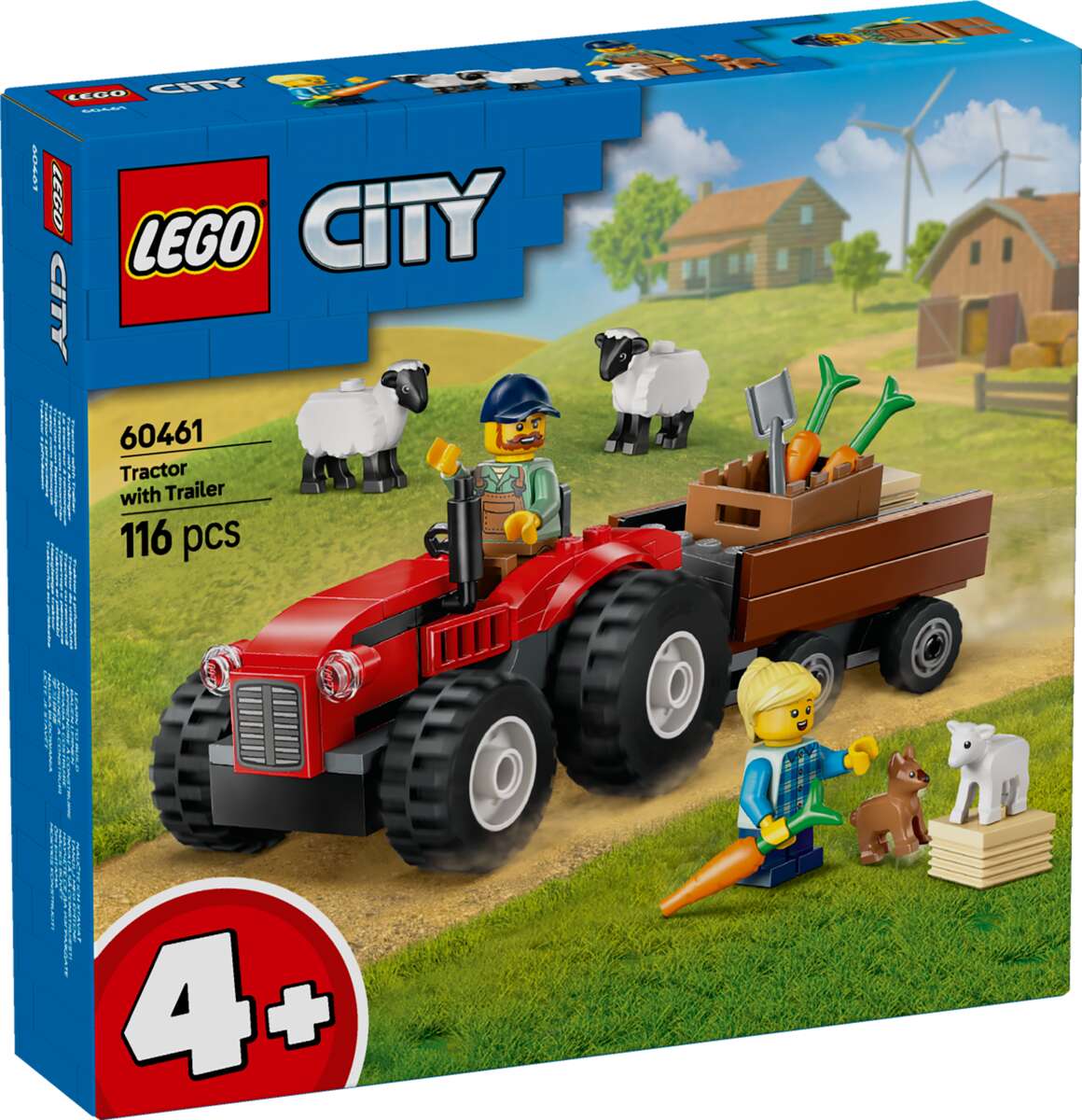 LEGO® City Sett med rød traktor, henger og sau 60461
