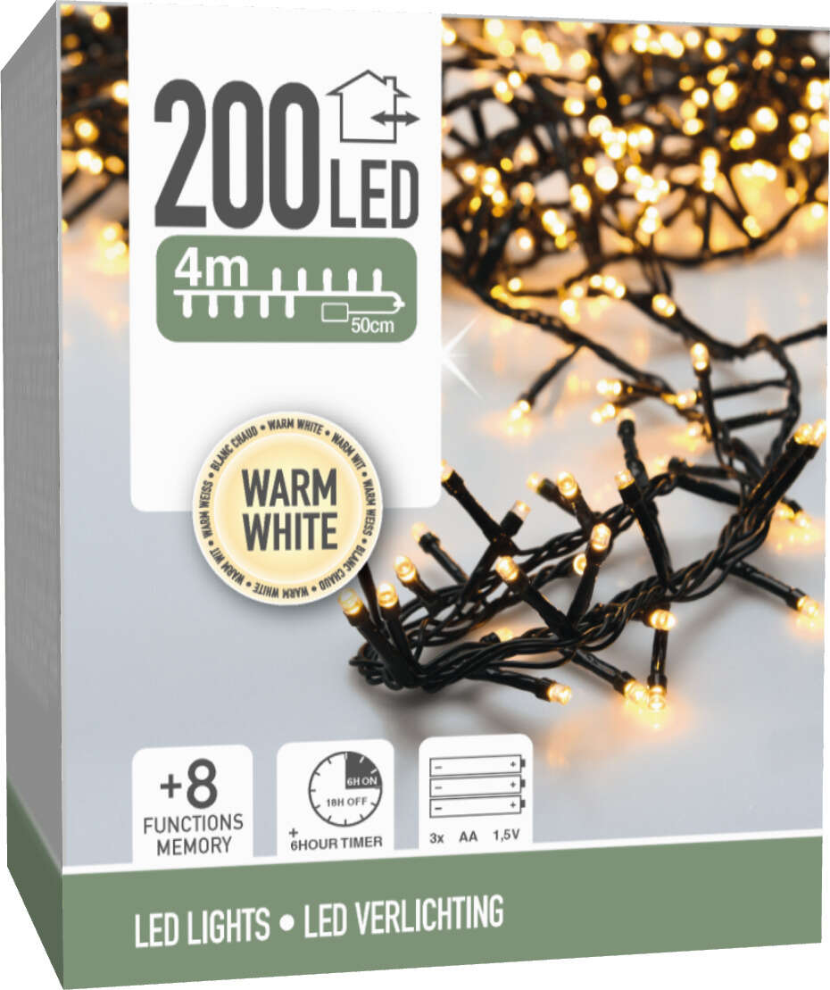 Lyslenke Snake Lights 200 LED varmhvit 4 m