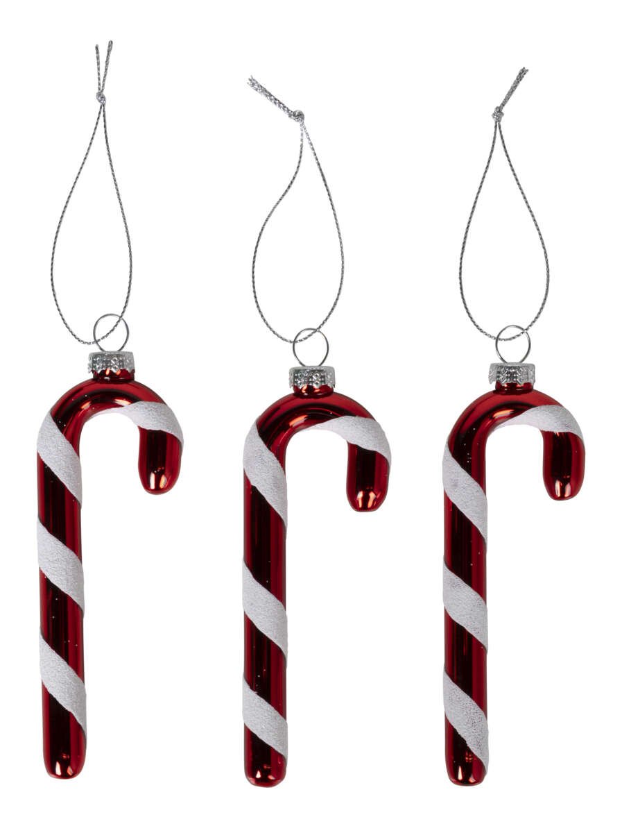 Candy cane juletrepynt, 3pk