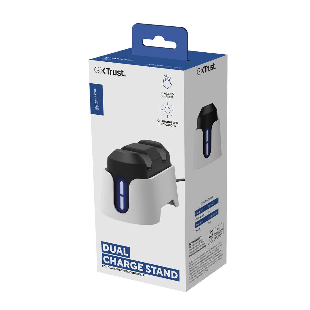 Trust GXT 228 dobbel ladestasjon for PS5 DualSense™-kontrollere