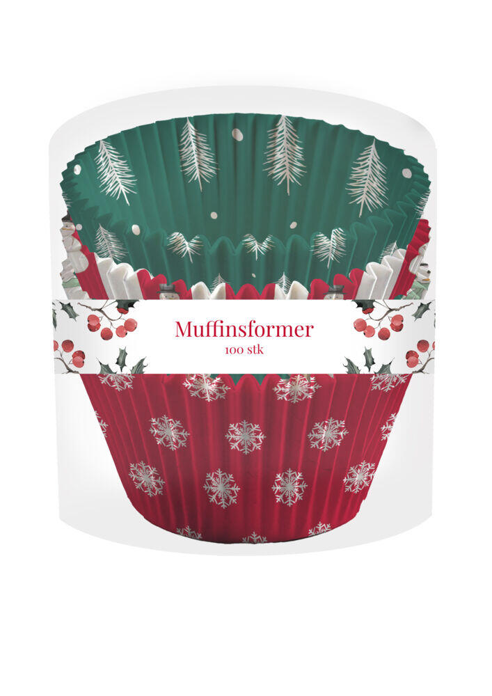 Muffinsformer med julemotiv 100 stk