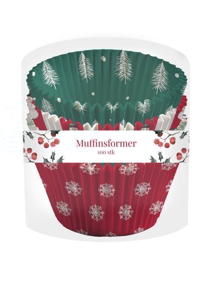 Muffinsformer med julemotiv 100 stk