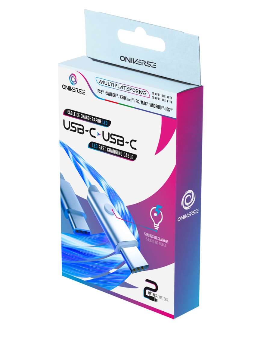 Oniverse LED-hurtigladekabel USB-C til USB-C