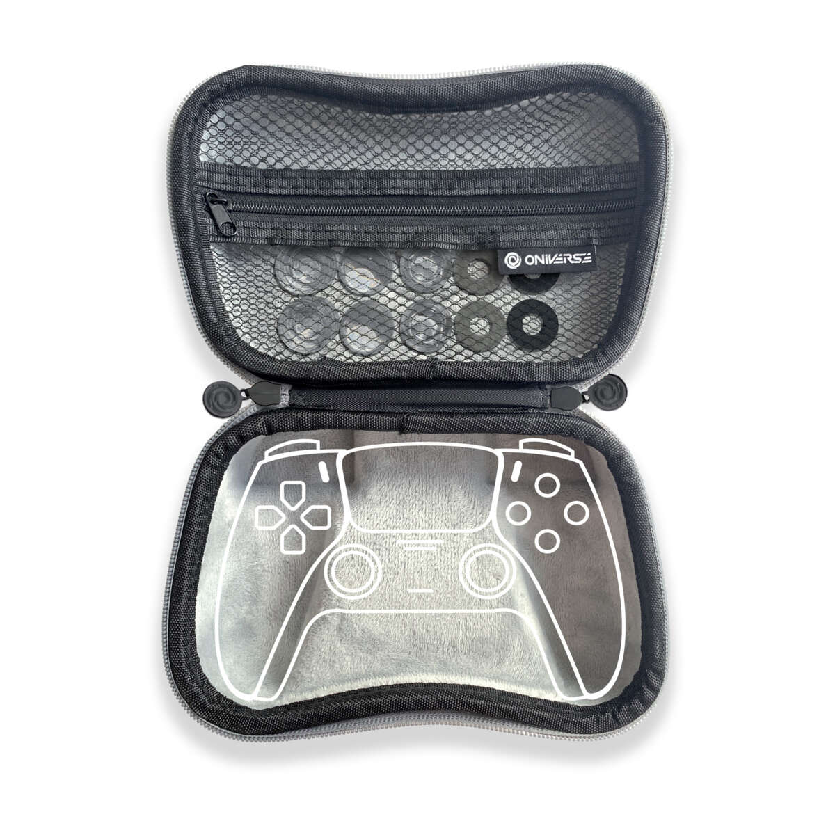 ONIVERSE Controller Etui med 10 tilbehør 4 ringer + 6 silikonhetter (grå)