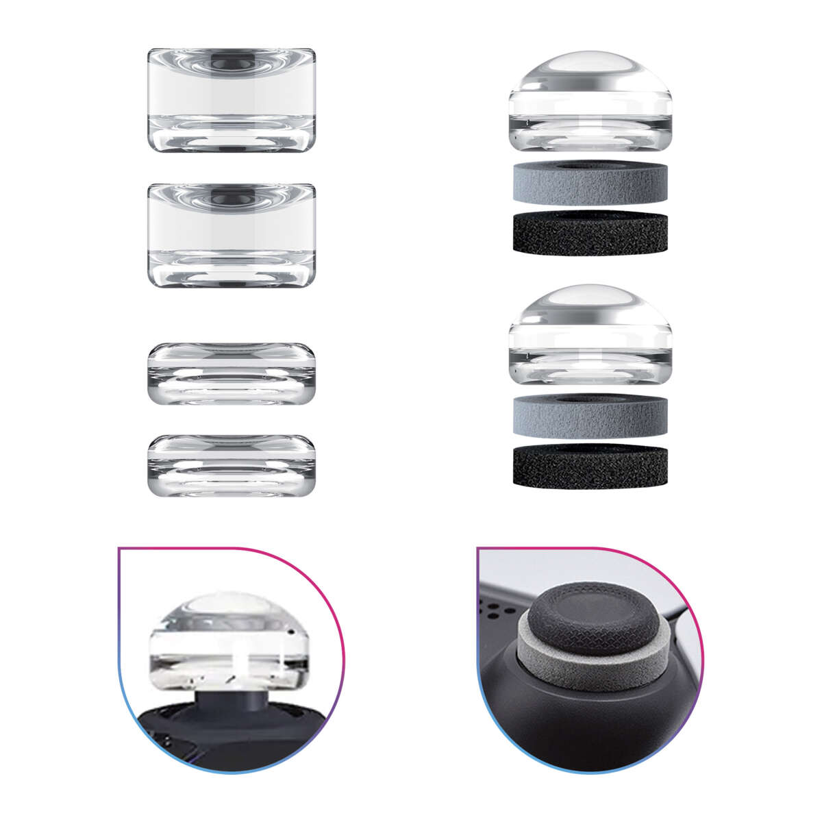 ONIVERSE Controller Etui med 10 tilbehør 4 ringer + 6 silikonhetter (grå)