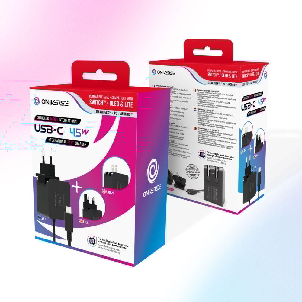 ONIVERSE Internasjonal Hurtiglader 45W Svart (Switch STEAM DECK ANDROID PC)