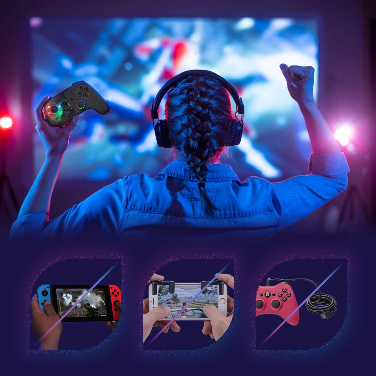 ONIVERSE Bluetooth Controller for Nintendo Switch / PC / IOS / Android Black Star