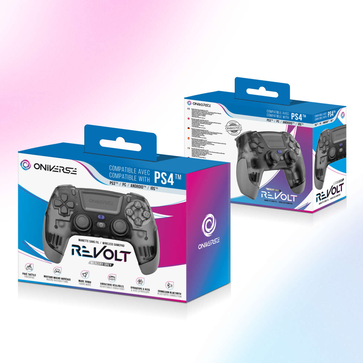 ONIVERSE Trådløs Revolt Bluetooth Controller Mercury Gray (PS4 PC Mobil)