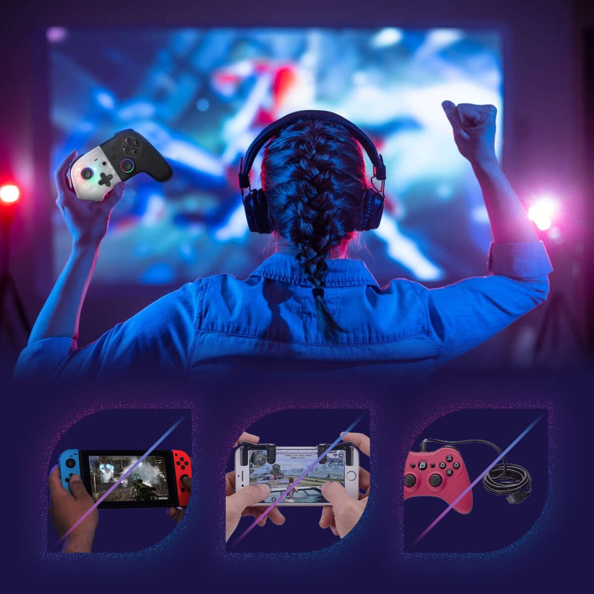 ONIVERSE Bluetooth Controller for Nintendo Switch / PC / IOS / Android White Star