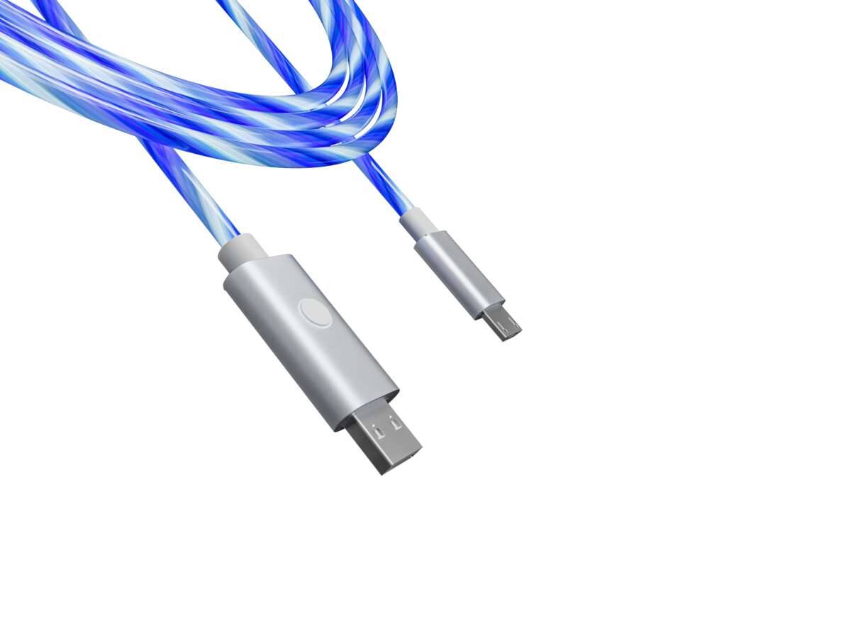 ONIVERSE Micro USB Lade Kabel med LED 2 meter Hvit