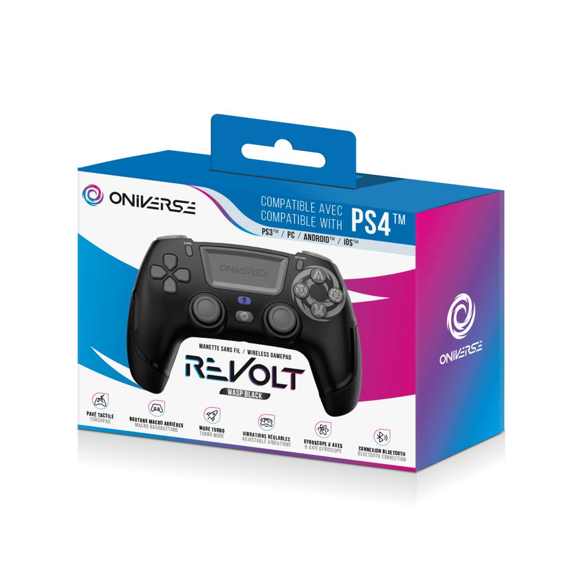 ONIVERSE Trådløs Revolt Bluetooth-kontroller Wasp Black (PS4 - PC - Mobil)