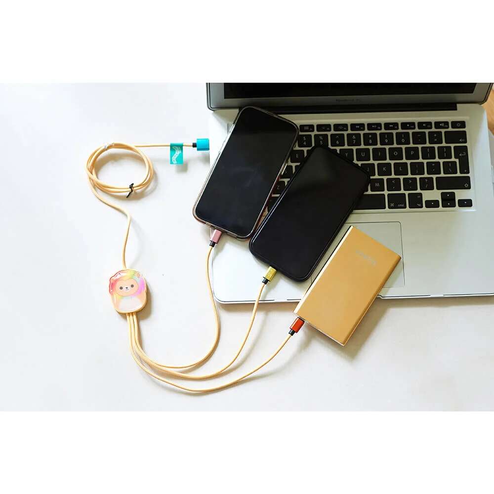 Squishmallows® 3-i-1 USB-C/Micro/Lightning ladekabel