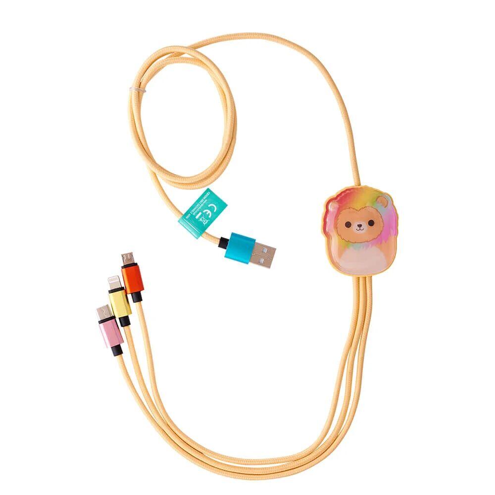 Squishmallows® 3-i-1 USB-C/Micro/Lightning ladekabel