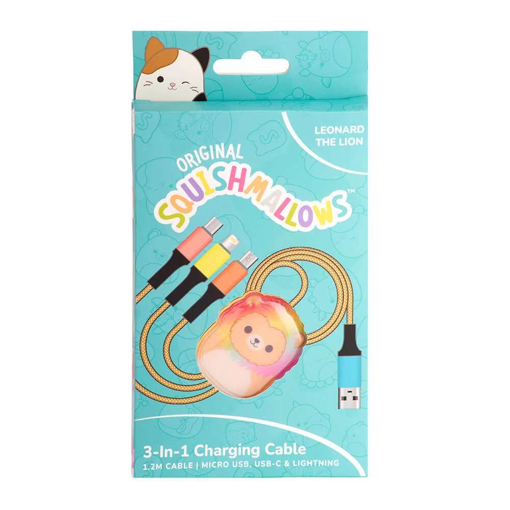 Squishmallows® 3-i-1 USB-C/Micro/Lightning ladekabel