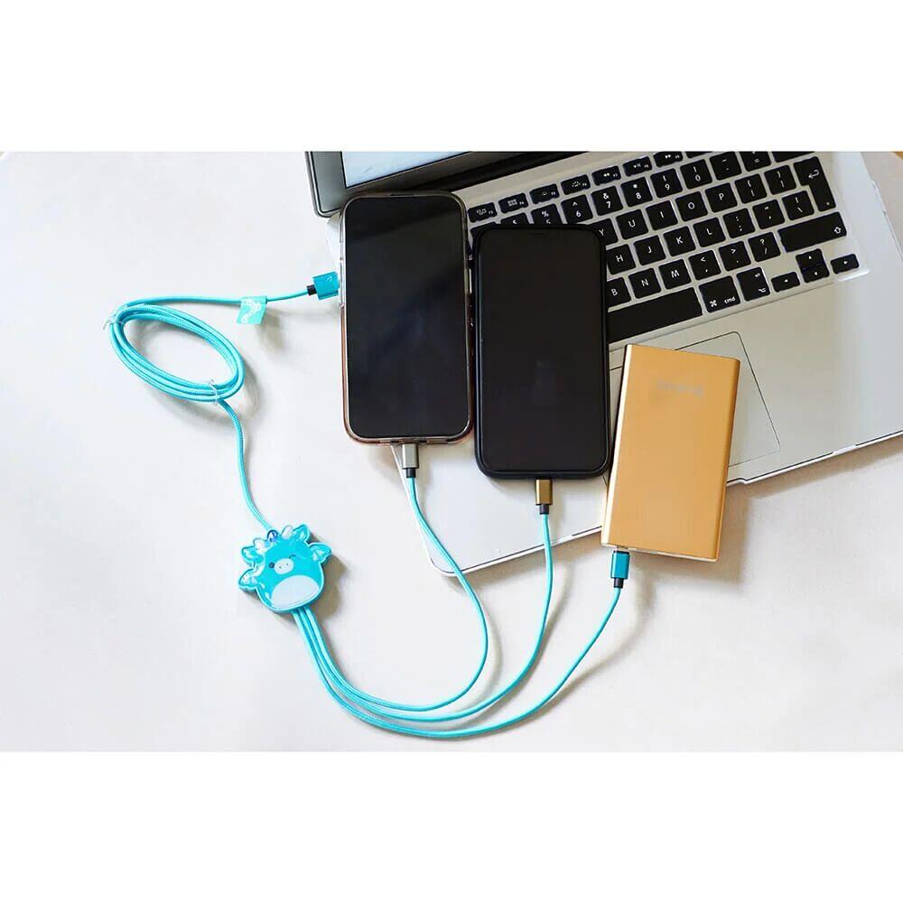 Squishmallows® 3-i-1 USB-C/Micro/Lightning ladekabel