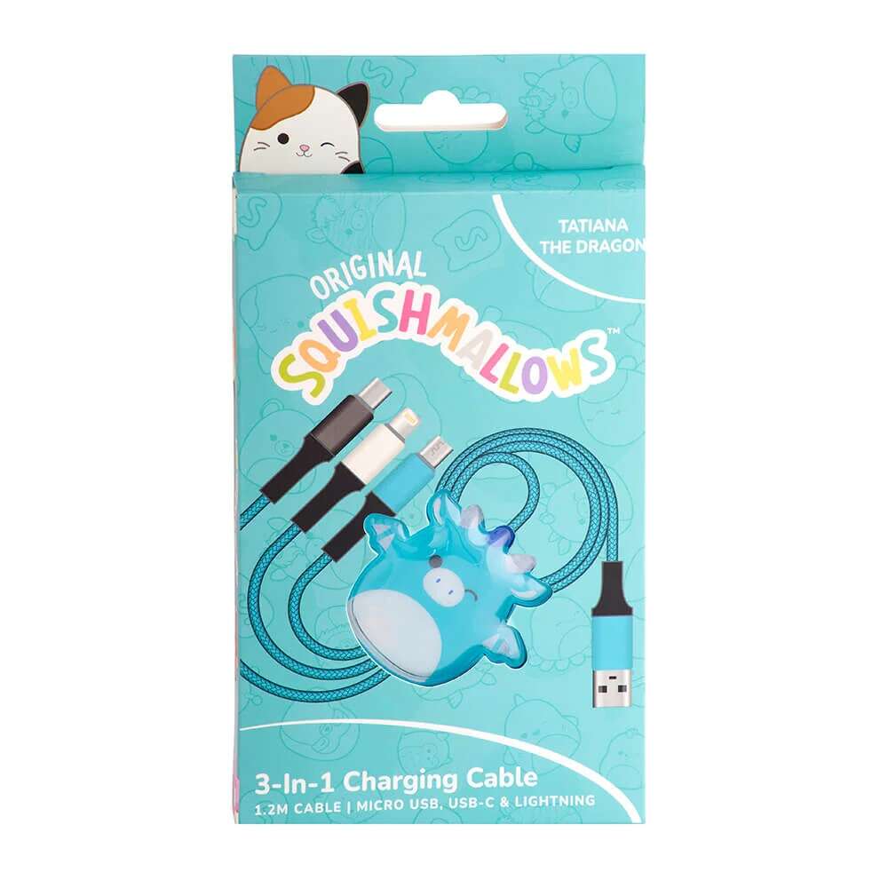 Squishmallows® 3-i-1 USB-C/Micro/Lightning ladekabel