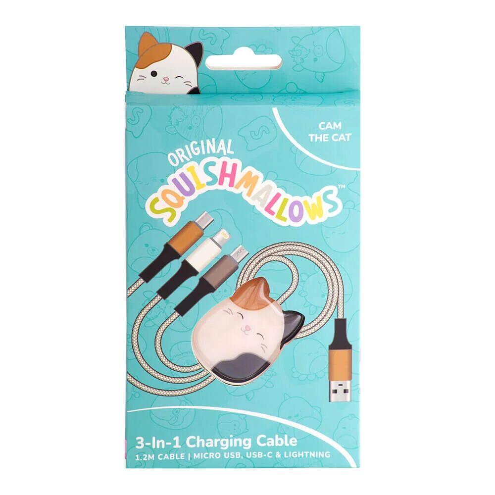 Squishmallows® 3-i-1 USB-C/Micro/Lightning ladekabel