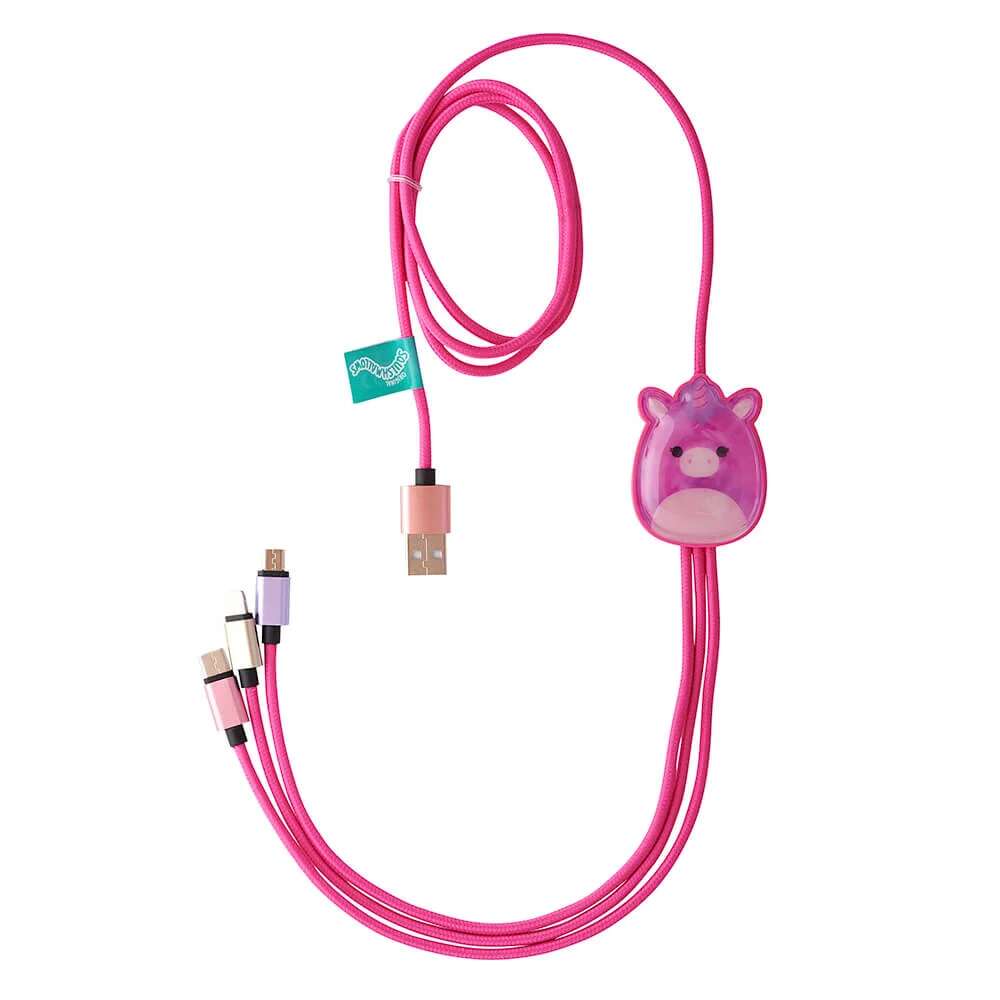 Squishmallows® 3-i-1 USB-C/Micro/Lightning ladekabel