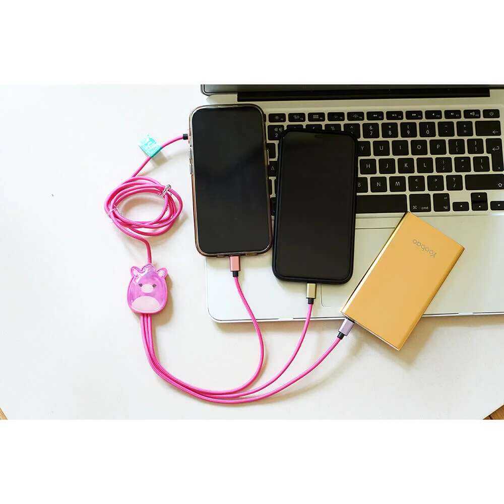 Squishmallows® 3-i-1 USB-C/Micro/Lightning ladekabel