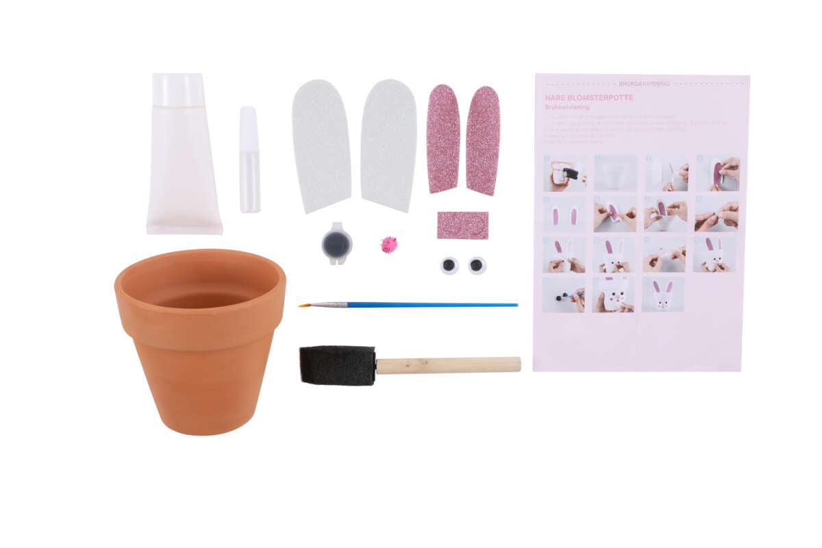 Påskehare blomsterpotte sett