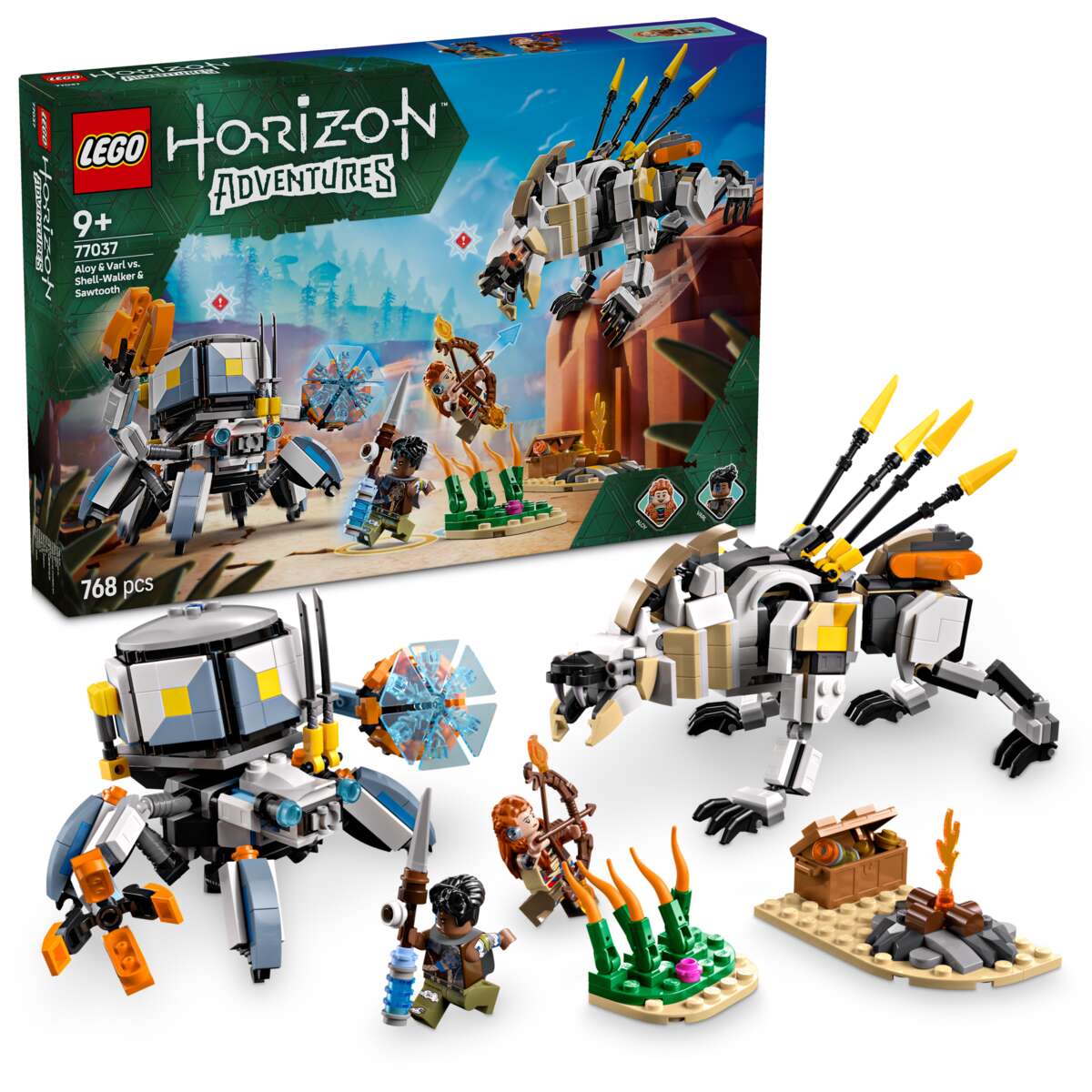 LEGO® Horizon Adventures™ Aloy og Varl mot skallvandrer og sagtann 77037