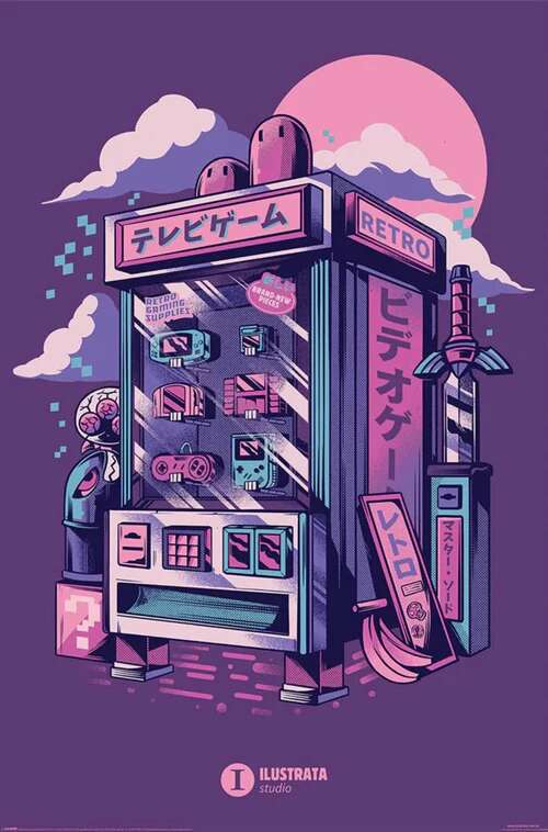 Illustrata Retro Vending Machine plakat